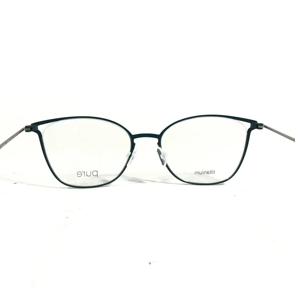 Marchon Airlock P-5004 320 Eyeglasses Frames Blue Silver Cat Eye 51-17-140